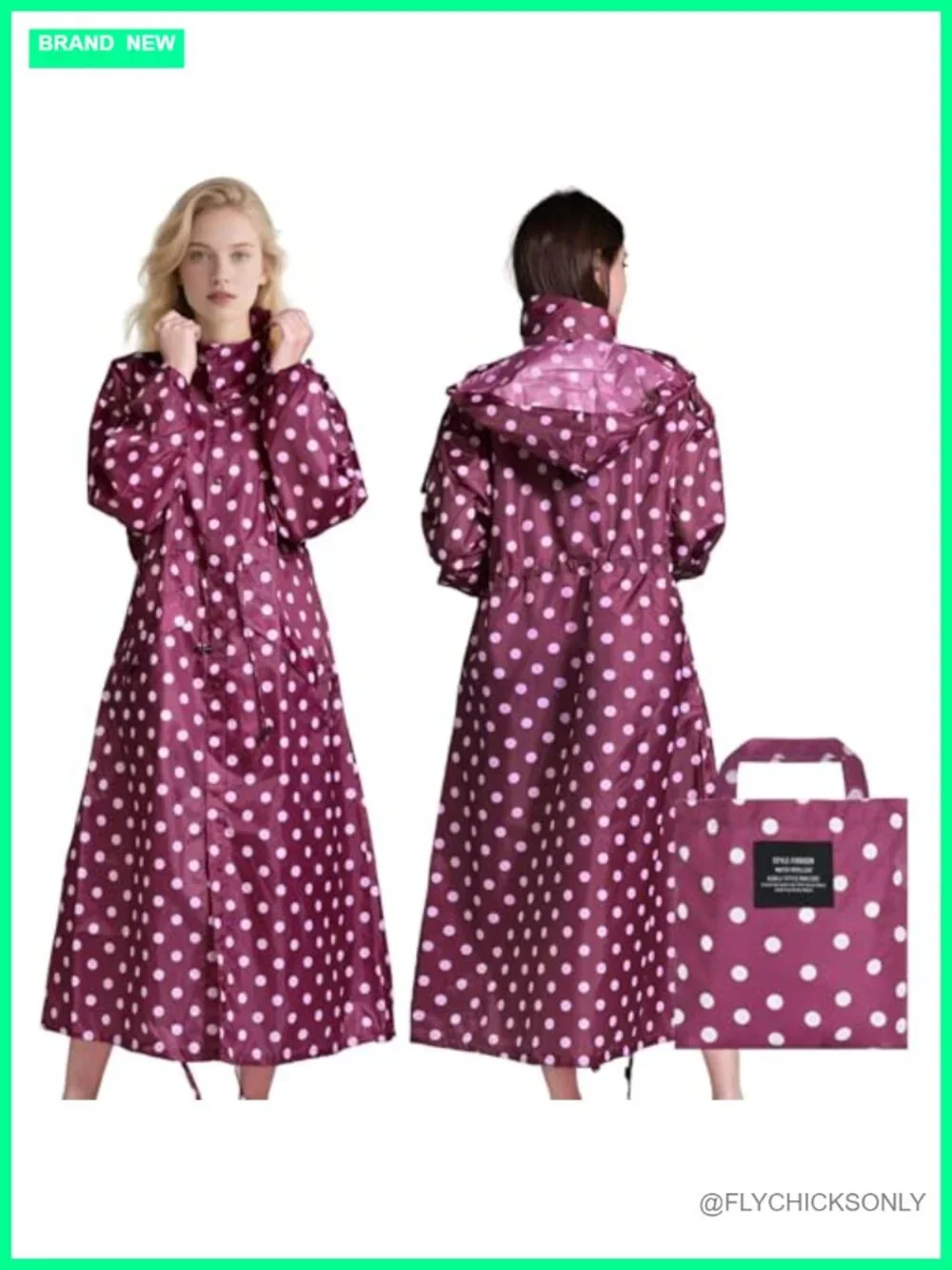 Women's Long Raincoat Waterproof Packable Hooded Windbreaker Lightweight